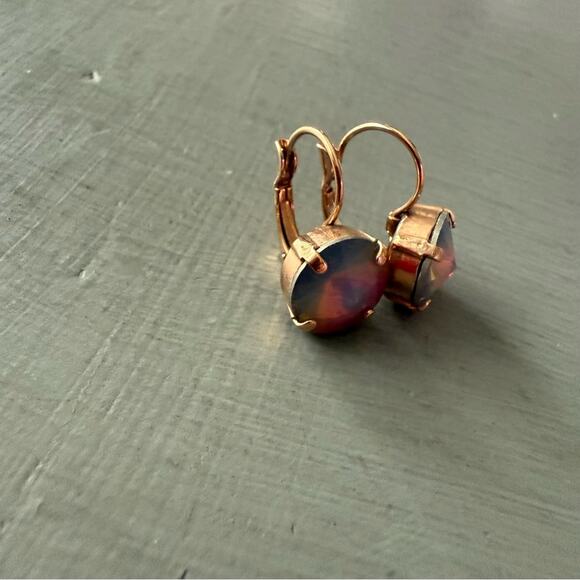 Sabika LIKE Gold Tone & Rose Gemstone Earrings - Picture 4 of 5